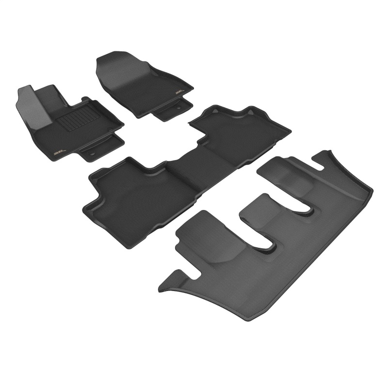 Toyota Grand Highlander Floor Mats - Front Rear and Third Row - 3D MAXpider - Kagu - Black - `24-`26